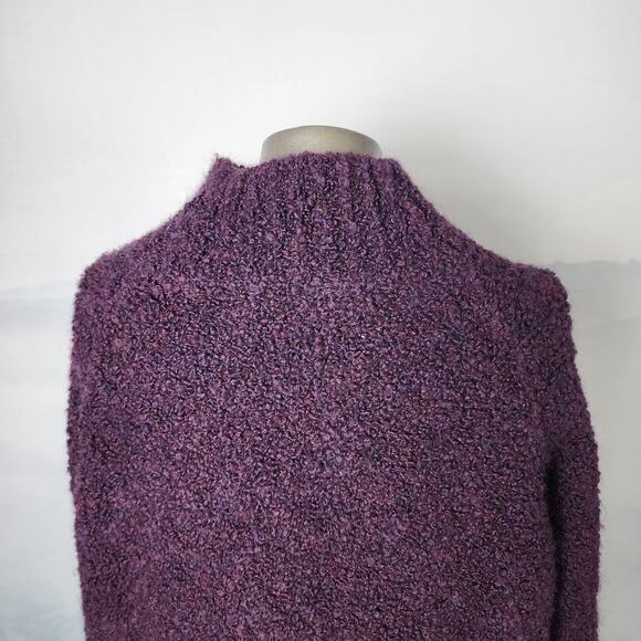 Ann Taylor Loft Wool Blend Purple Mock Neck Knit Sweater | Women's Small - Picture 9 of 12